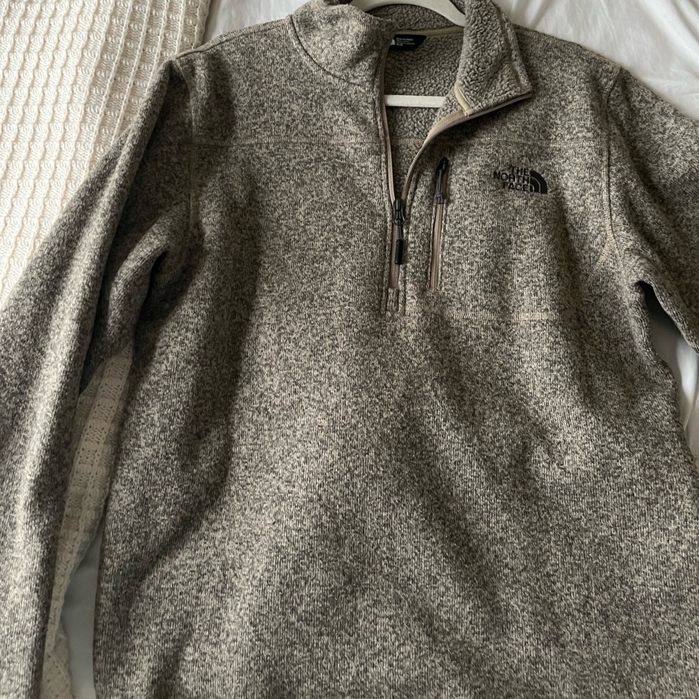 Mens beige North Face Half Zip